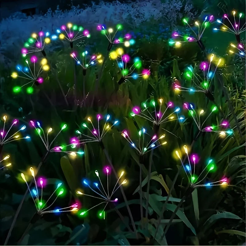 Solar Powered Dandelion Firework Stake Lights, LED Swaying Garden Lights, Waterproof Landscape Lamp for Lawn Patio Yard Decor Vue Colorful 1PC6Head No plug