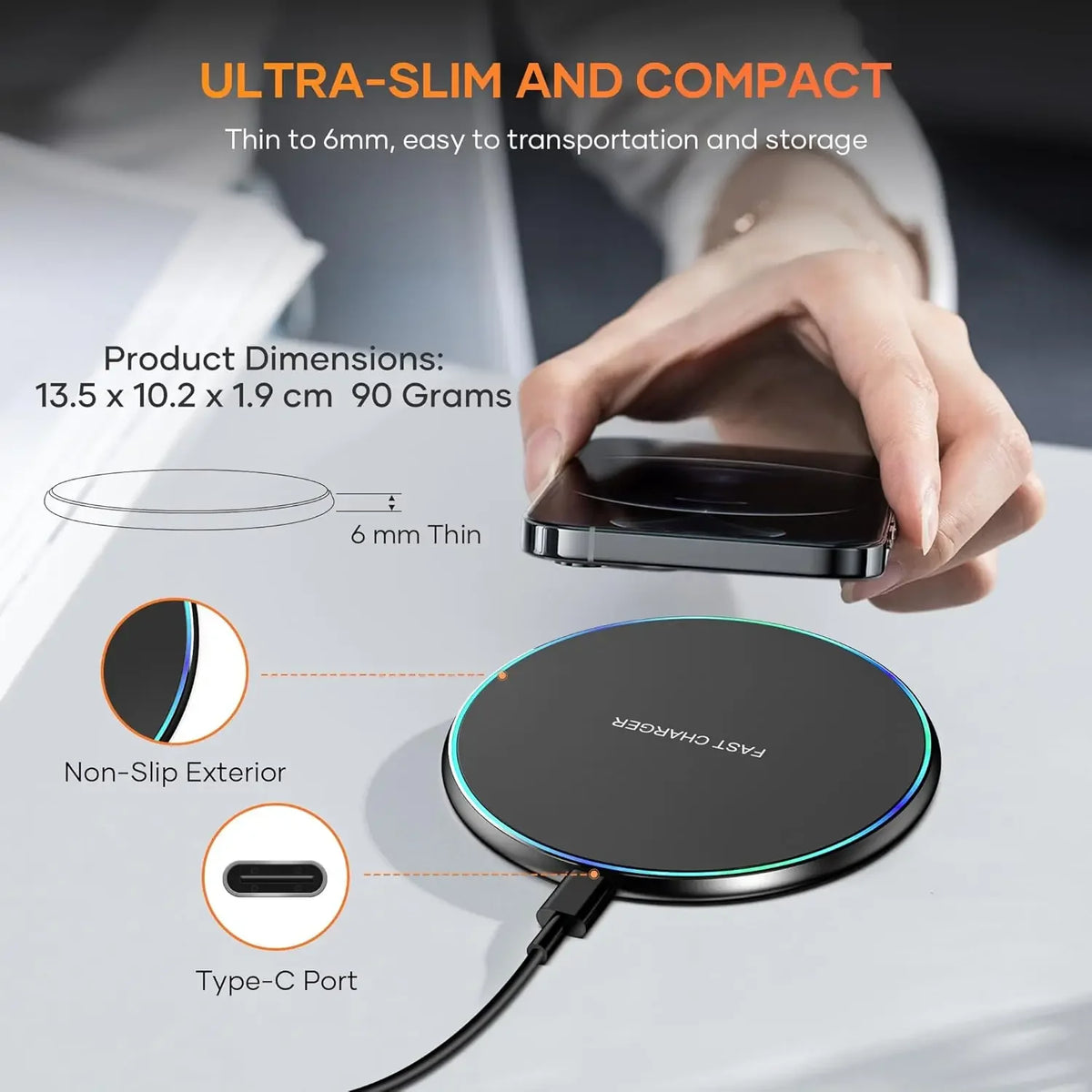 50W Wireless Charger For iPhone 13 12 15 16 Pro Xs Max Mini X Xr Induction Fast Charging Pad For Samsung S22 S21 s8 s9 s10 Note Vue