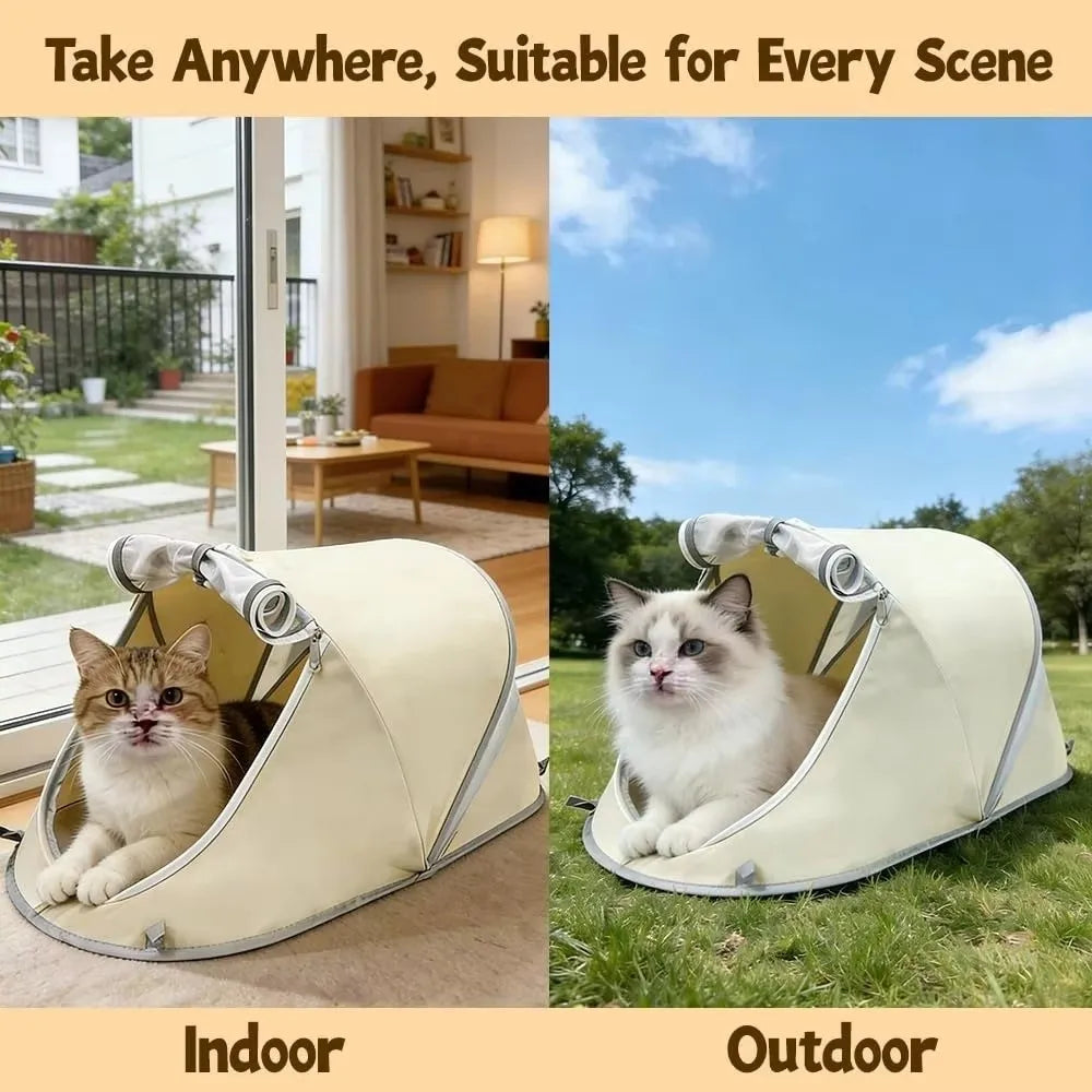 Portable Breathable Foldable Pet Tent Removable Sunproof Cat Sleeping Bed Ventilated Mosquito-Proof Dog Cave Hut Puppy Vue