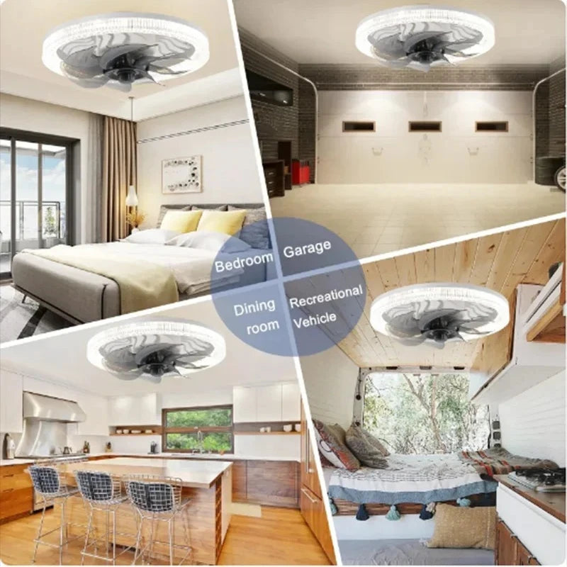 Smart Remote Control Ceiling Fan with LED Lighting Ceiling Fan with Lights Remote Control E27 Converter Base for Living Room Vue