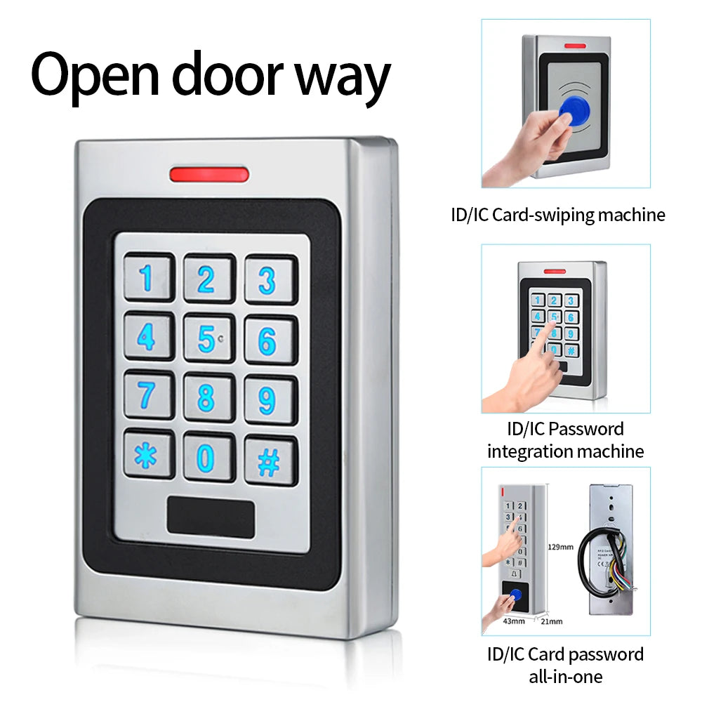 Door Access Control Keypad RFID Reader 2000 User Wiegand input+output Electric Lock Outdoor Waterproof Doorbell IP67 Zinc alloy Vue
