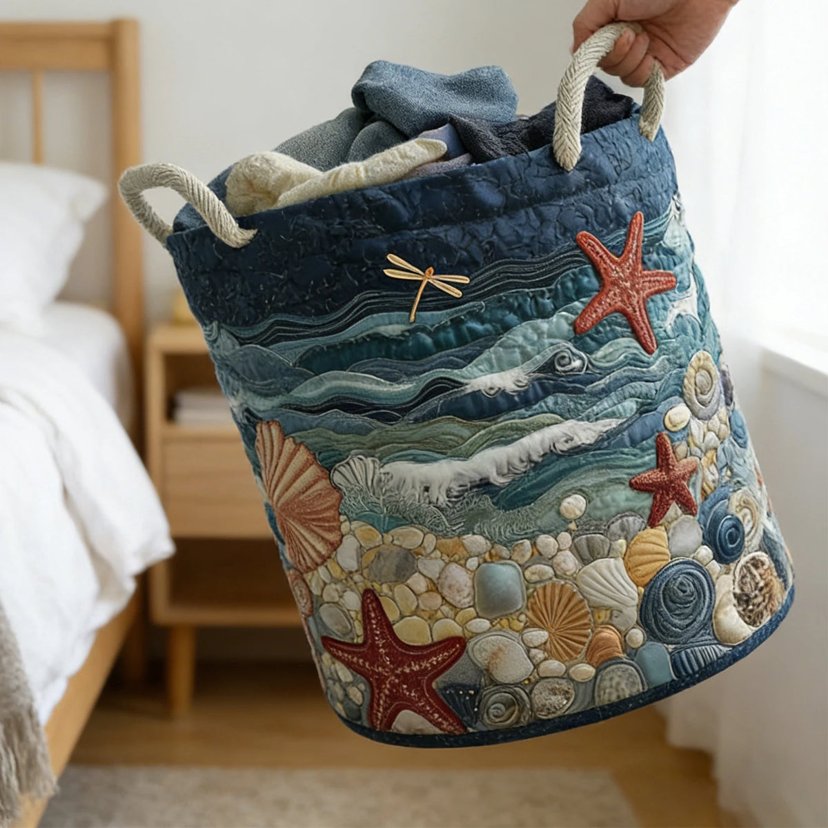 Quilted Foldable Laundry Hamper – Boho Floral, Large Capacity Foldable Laundry Hamper Vue