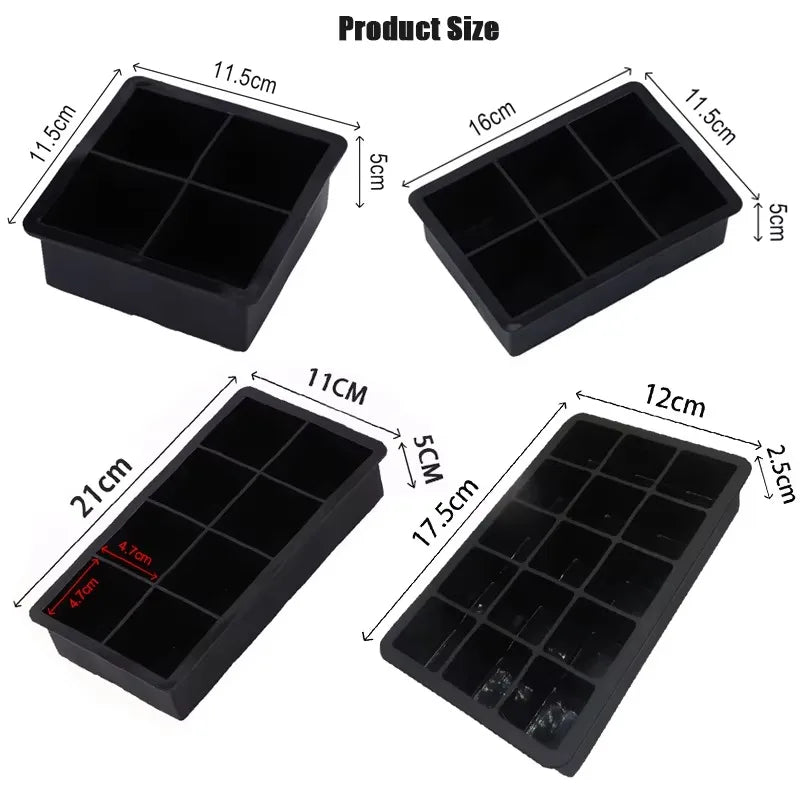 1-3PCS Square Silicone Ice Cube Tray Quick-Release Food-Grade Soft Ice Mold for Whiskey Party Supplies Easy-Press Freezer Gadget Vue