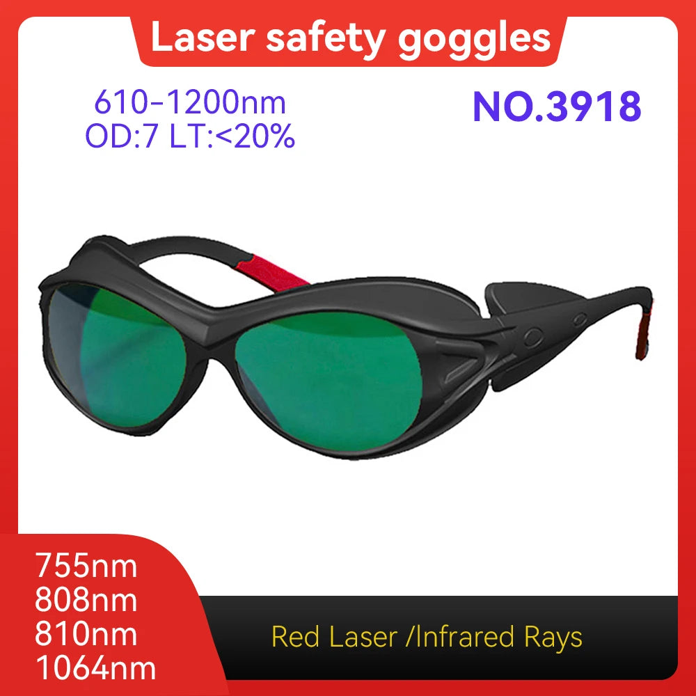 Laser Safety Glasses CE EN207 9000-11000nm OD6+Hard PC Lens Eyewear for Wood Acrylic CO2 Laser Cutting Machine Laser Goggles Vue Model 3918 OD7
