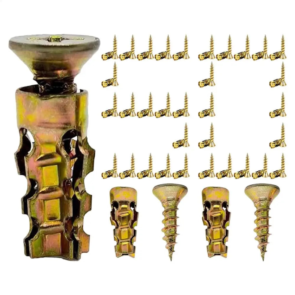 Expansion Screws for Wood Short Metal Nut Door Hinge Thread Repair Cabinet Furniture Assembly Drywall Installation Home Work Vue 50 pieces