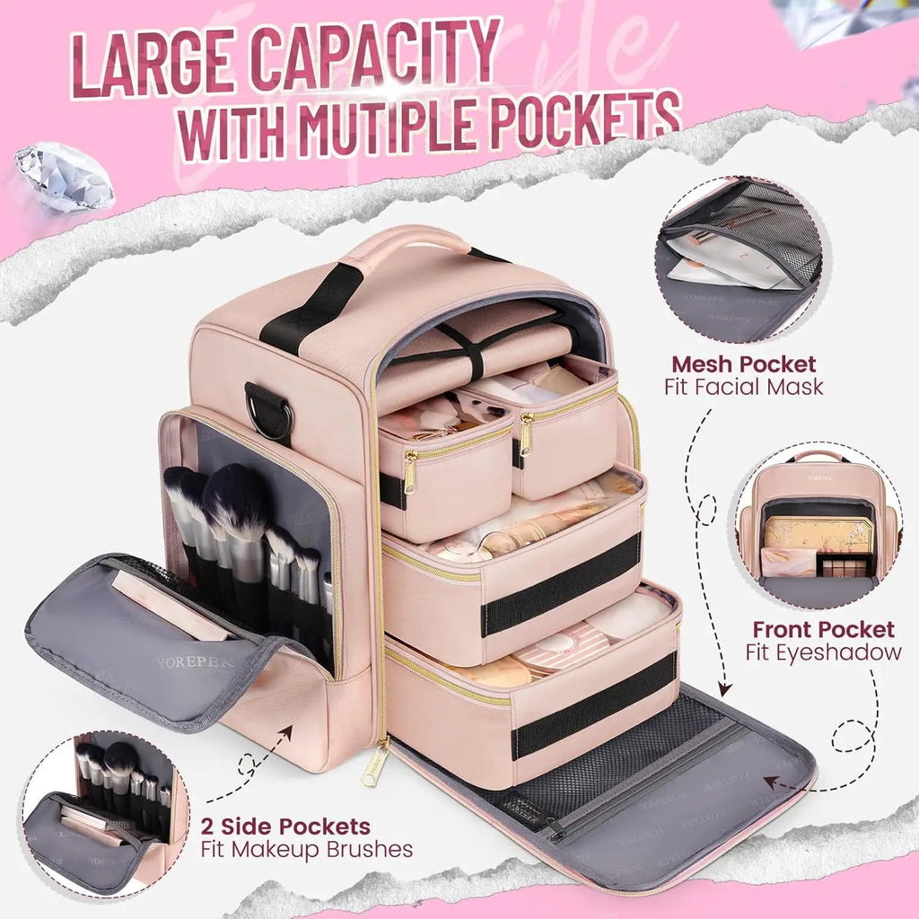 Travel Makeup Bag Large Capacity Storage Bag 4 Detachable Boxes 1 Jewelry Sorting Roll Multiple Storage Bags Makeup Bag Vue