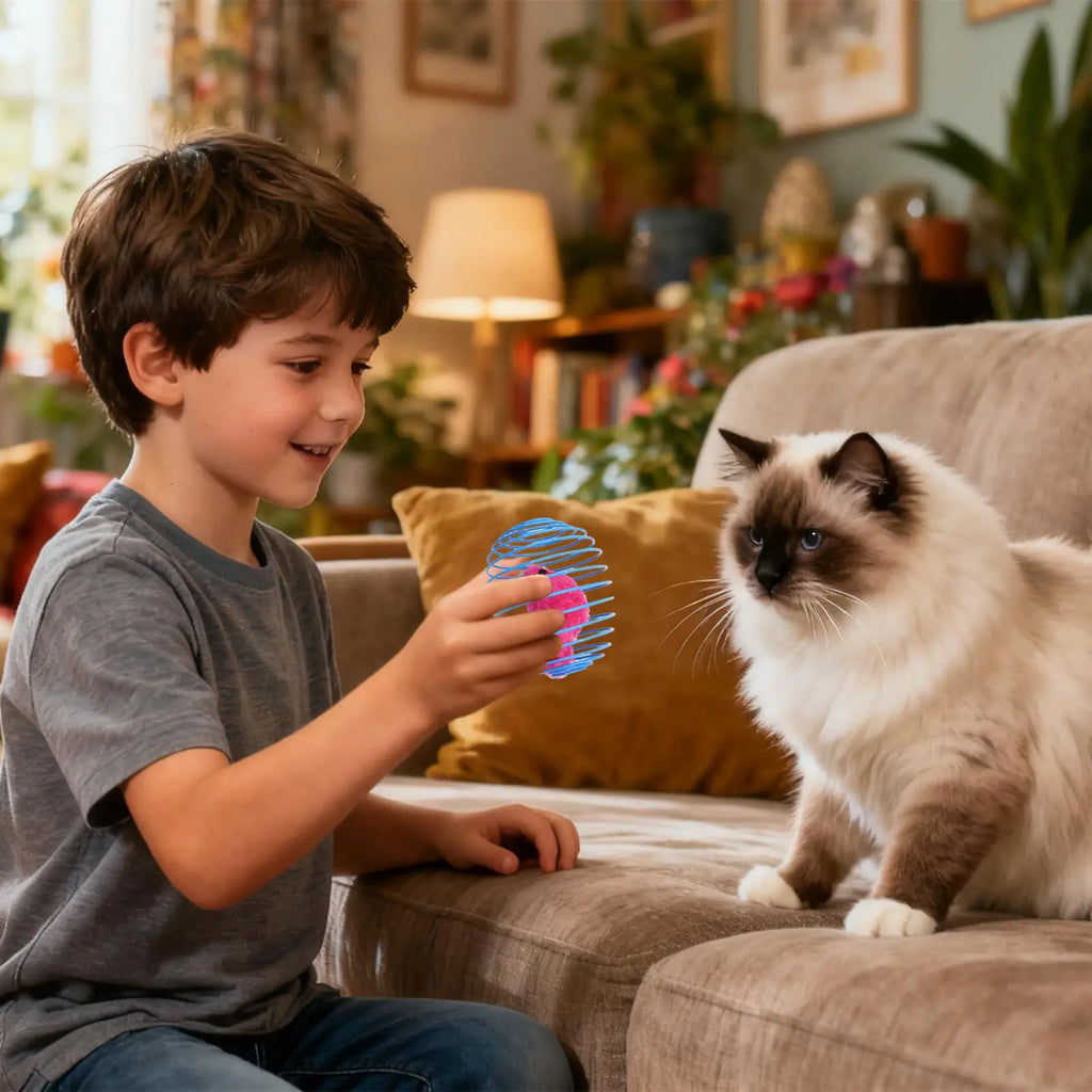 1pcs Cat Toy Balls Funny Stretchable Kitten Springs Toys Interactive Caged Rats Rolling Cat Balls Toy For Cat Dog Random Color Vue