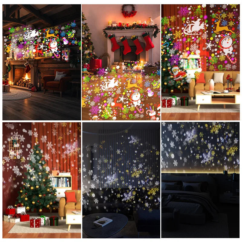 16 Patterns Christmas Projection Snowflake Light LED Holiday Decor Gift for Xmas Party Home Atmosphere Vue