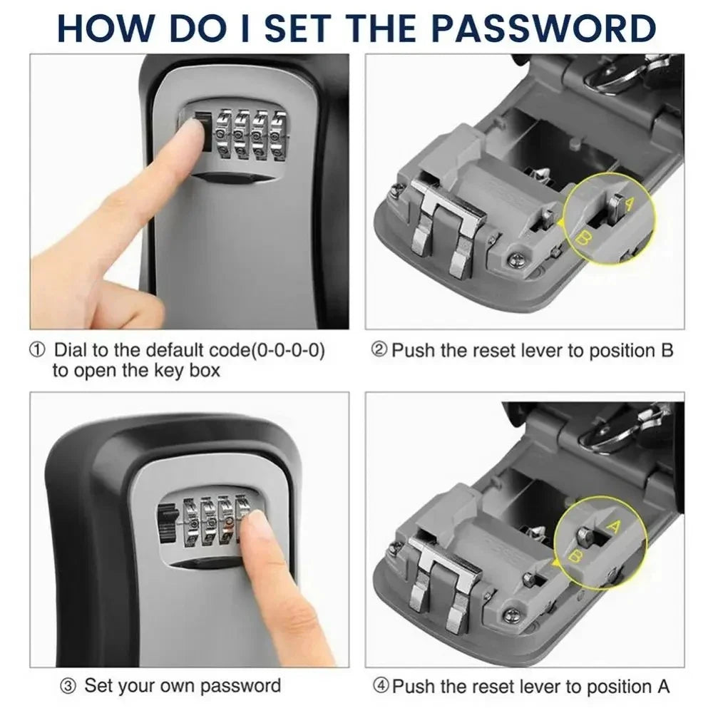 Wall Mounted Key Storage Secret Box Plastic Organizer 4 Digit Combination Password Security Code Lock Home Key Safe Box Case Vue