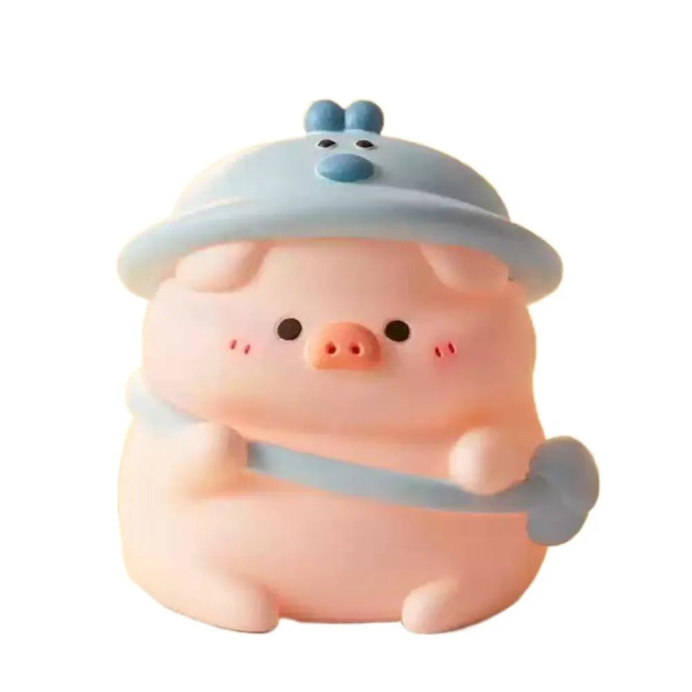 Animal Figurines Vinyl Cartoon Pig Money Box Resistant Fall Large Capacity Cute Piggy Bank Kawaii Funny Saving Box Children Use Vue Pink Blue-M