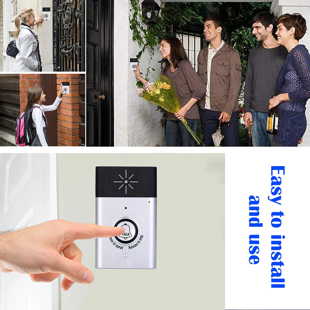 Wireless Voice Intercom Doorbell 2-way Talk Monitor with 1*Outdoor Unit Button 1* Indoor Unit Receiver Home Security Door Bell Vue