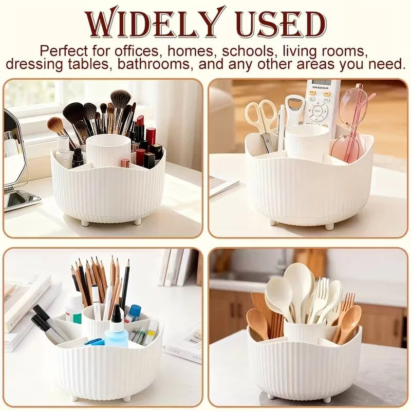 360° Rotating Makeup Organizer Multi-Functional Holder for Brushes, Lipsticks, Skin Care Products, and Stationery - Durable Vue