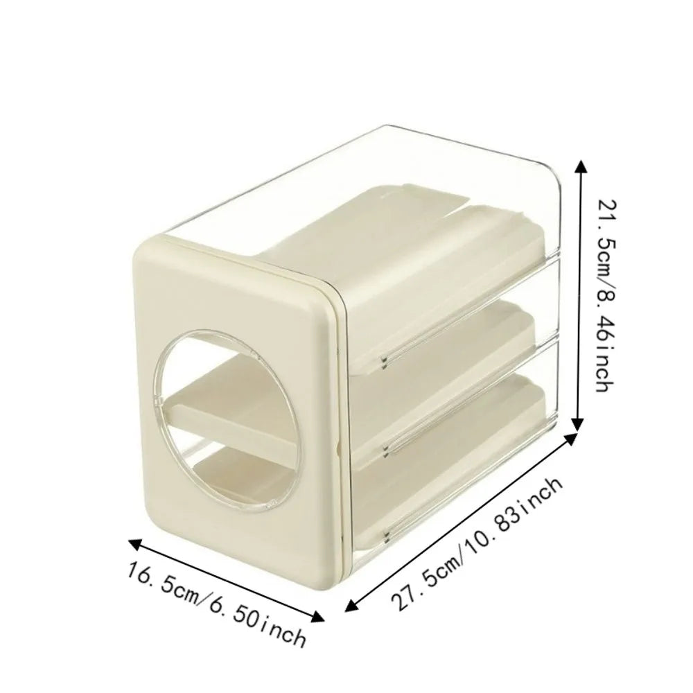 Visible 3 Tier Egg Storage Box Transparent Drawer Type Rolling Egg Dispenser PET Space Saving Refrigerator Egg Organizer Kitchen Vue