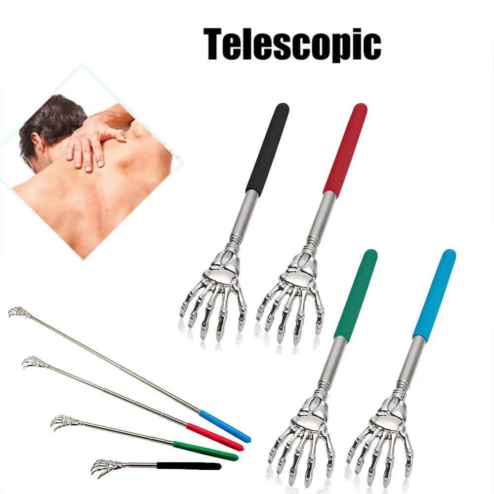 Portable Telescoping Stainless Steel Back Scratcher Rubber Grip Handle Anti-Itch Relief Body Massager Relaxation Xmas Present Vue