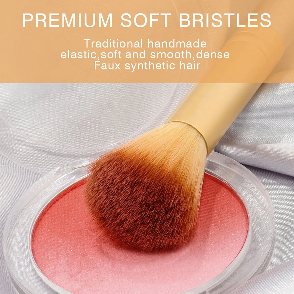 Champagne Makeup Brush Set Professional Soft Fluffy Makeup Beauty Tools Foundation Concealers Powder Blush Brushes Wooden Handle Vue