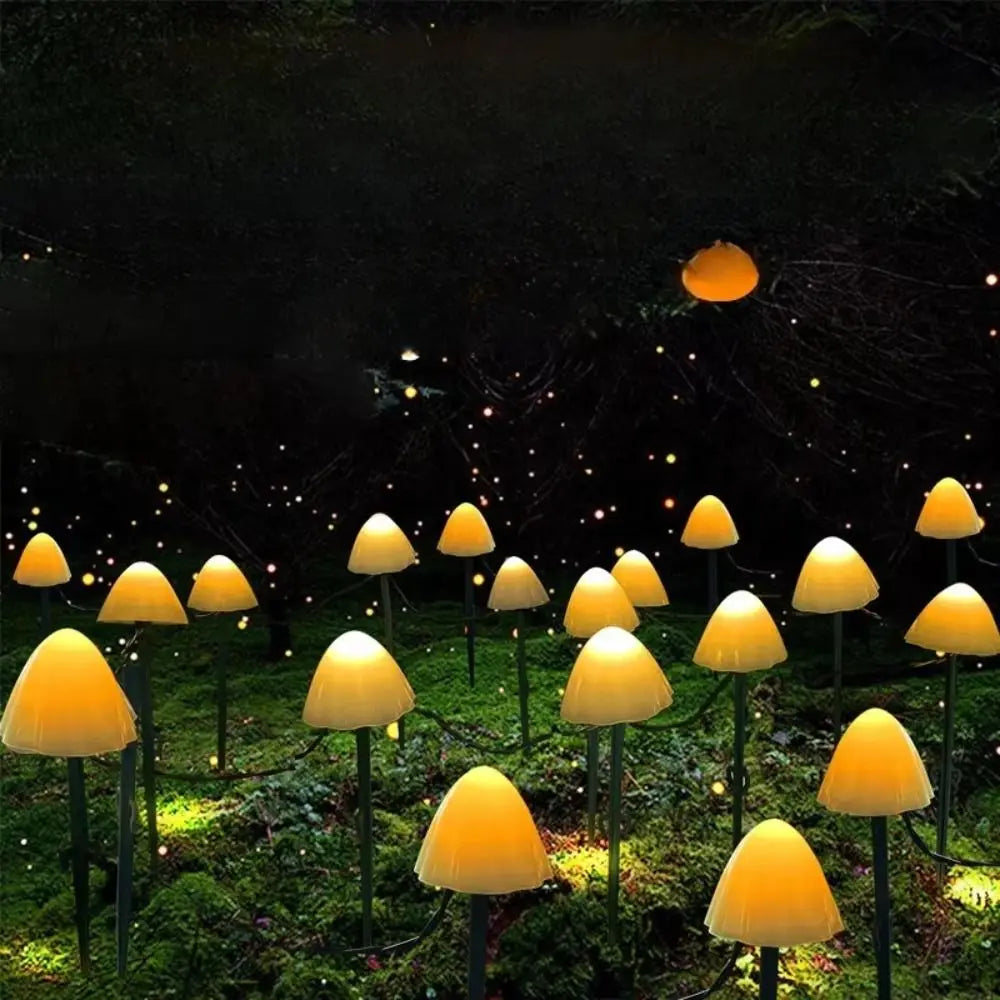 Waterproof Design Solar LED String Lights 3.5/3.8/5m 8 Modes Solar Pathway Lights Mini Mushroom Lights Color Changing Vue