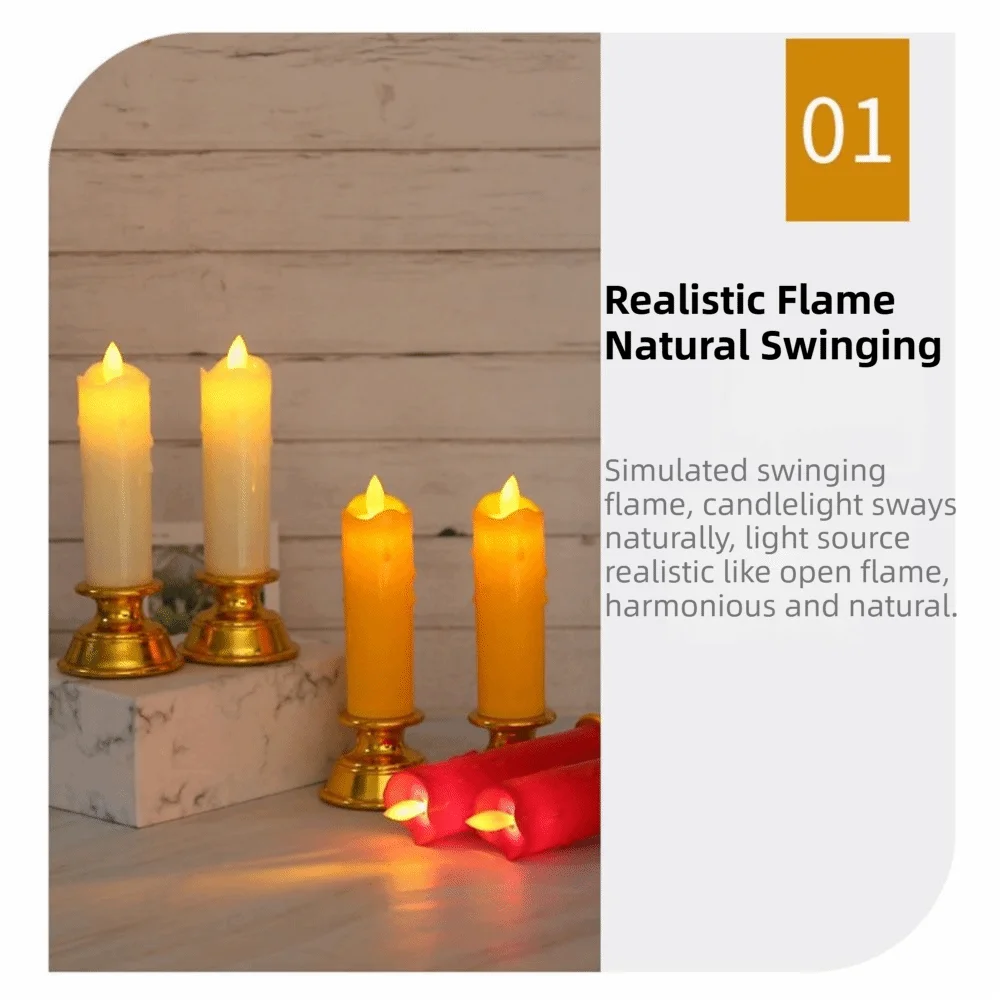 2Pcs Creative Electronic Candle Light Battery Operated Decorative Swing Flameless Candles Cordless with Light String Vue