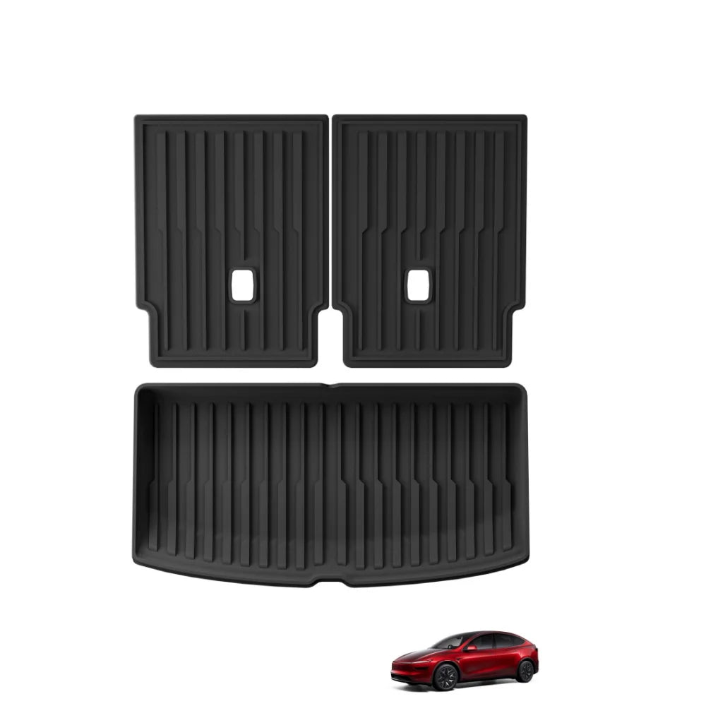 Smabee Right Drive for Tesla Model YL 6seats 2025 2026 Car Floor Mats Cargo Liner Trunk Pad TPE 3D Waterproof Accessories Black Vue 25YL Trunk pad 2pcs Right Drive