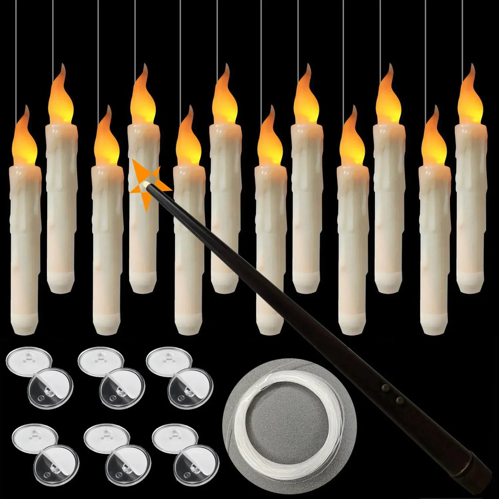 Remote Flameless LED Cone Shaped Floating Candle for Hanging Decor Home Classroom Birthday Party Halloween Christmas Indoor Vue Magic Control
