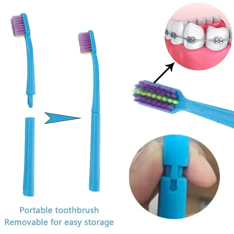 Care Kit Detachable Toothbrush with Interdental Brush Tongue Scraper Reusable Oral Set For Home Office Travel Vue