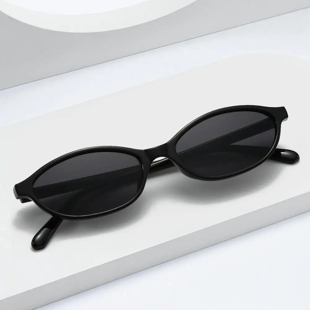 Retro Cat Eye Oval Sunglasses Lightweight Trendy Narrow Shades UV