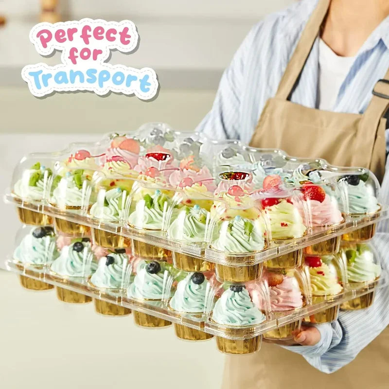 Clear PET Cupcake Boxes – 24-Compartment Dome Carrier Cupcake Dome Carrier Vue