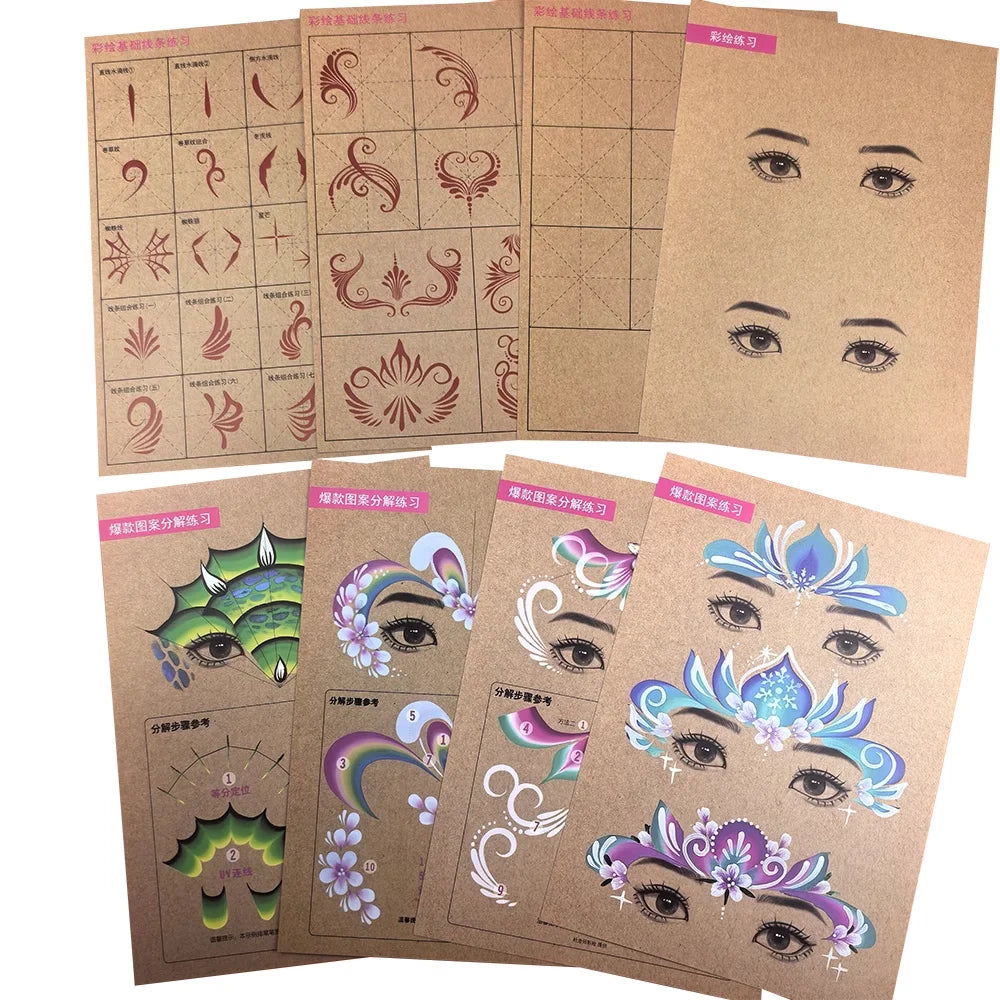 Face Painting Practice Board Copy Practice Suitable For Newcomers To Learn Washable and Reusable Body Painting Practice Template Vue