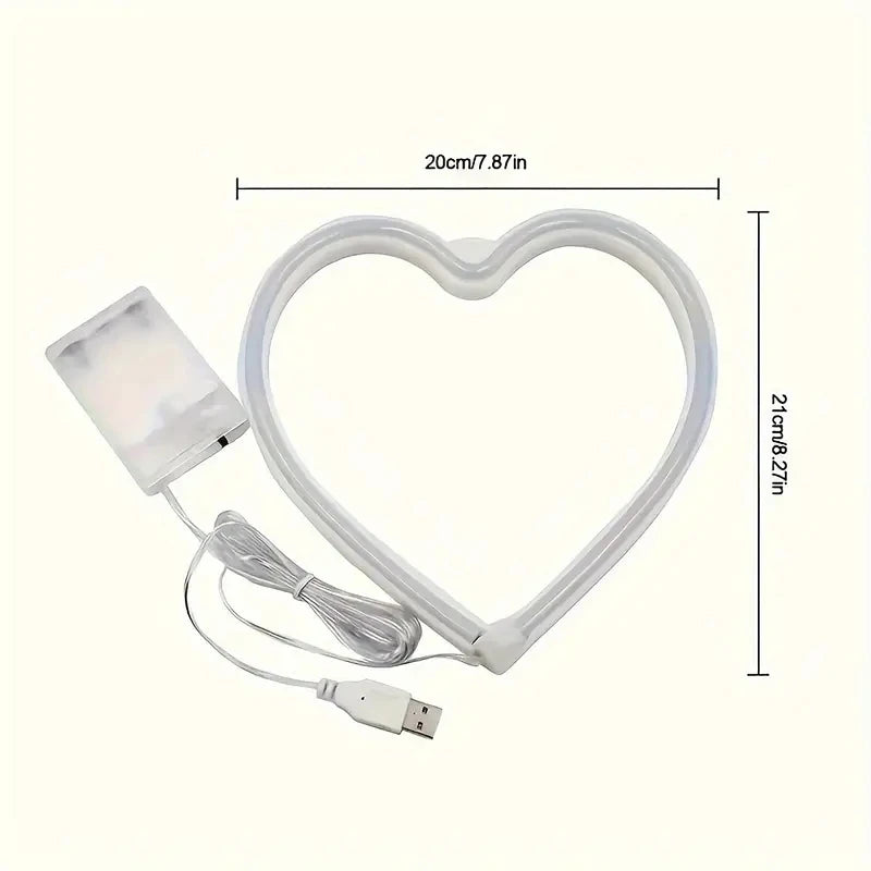 Heart Shape LED Neon Light Sign Wall Mounted Night Light for Valentine's Day Wedding Bar Bedroom Living Room Atmosphere Lighting Vue