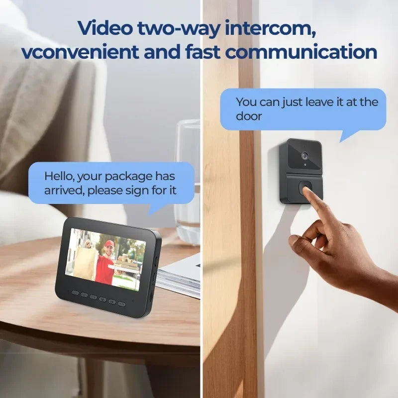 2.4G WiFi Wireless Video Doorbell two Way Audio Intelligent Video Intercom Doorbell Infrared Night Vision for Home Surveillance Vue
