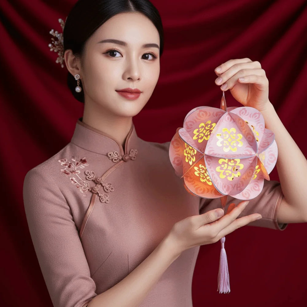 Hollow Out Design Hydrangea Paper Lantern Paper Craft Kit LED Glowing Light Glowing Flower Lamp Eco Friendly Material Vue