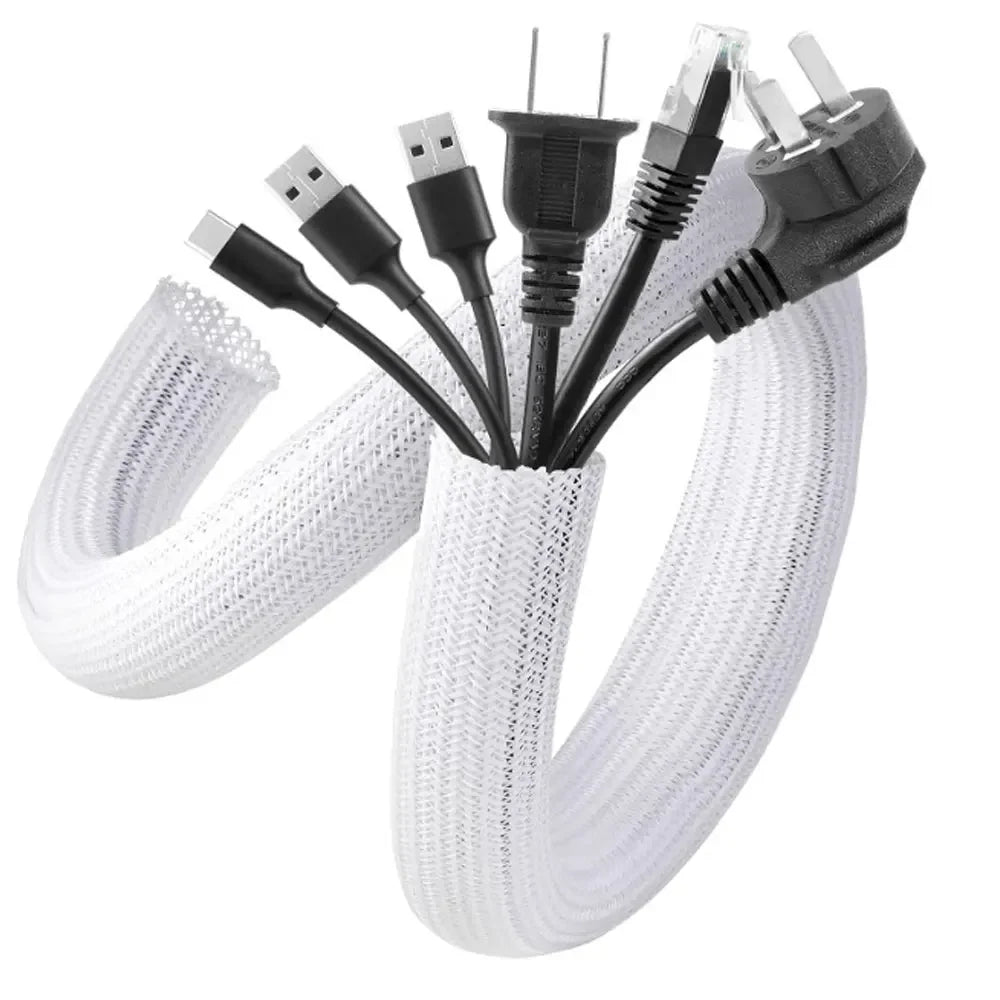 5//3/1M Braided Cable Sleeve PET Nylon Wrapping Cable Casing Cable Sleeves Wire for Desk PC TV Wire Protector Cable Wrap Cover Vue