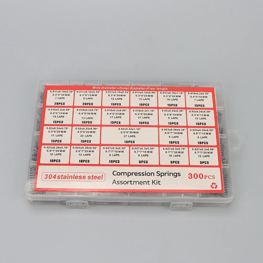 300PCS Premium Stainless Steel Compression Spring Assortment Kit with 23 Kinds of Size for Mechanical Repair Electronic DIY Part Vue