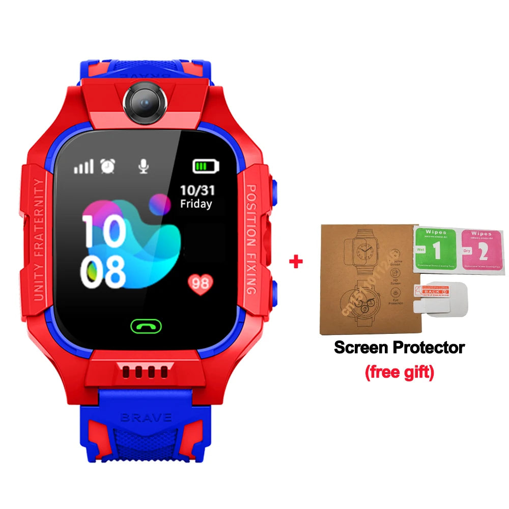 KGG Q19 Kids Smart Watch for Sim Card Smartwatch for Children Sos Call Phone Camera Voice Chat Photo Boy Girl Gift Color Screen Vue Red