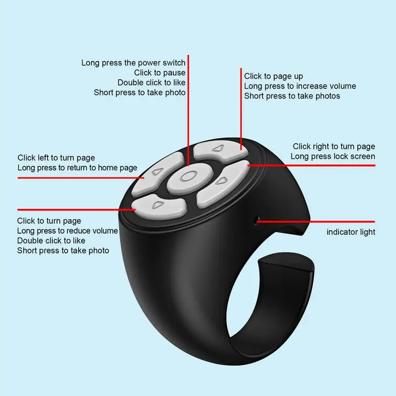 Bluetooth Finger Ring Remote – Page Turner & Video Scroller Bluetooth Ring Remote Vue