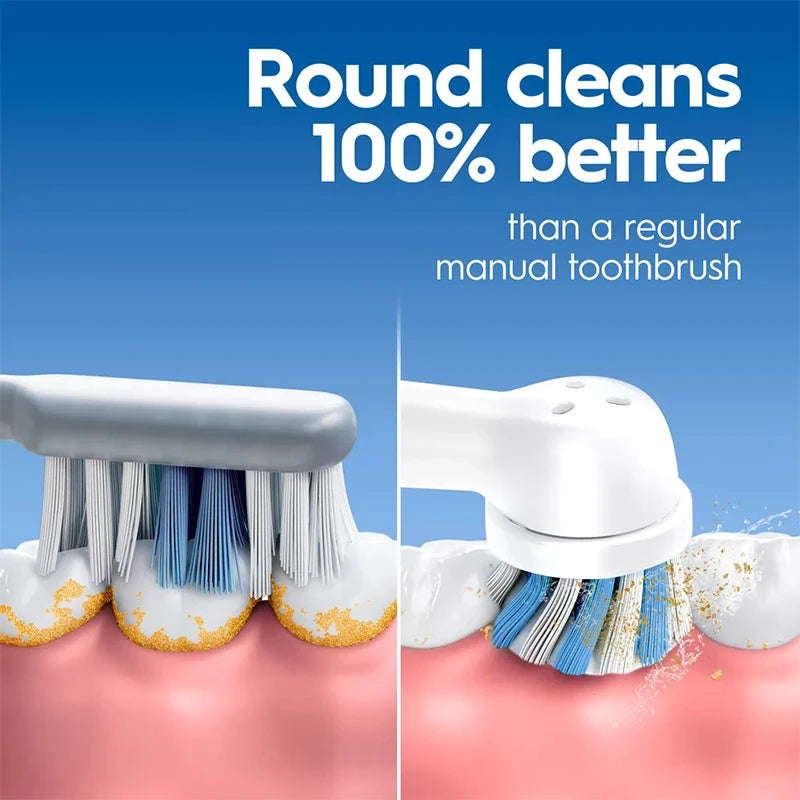 Oral B Electric Toothbrush Round Heads Daily Teeth Clean Electronic Whitening Toothbrush With 4pcs Replacement Brush Heads Vue