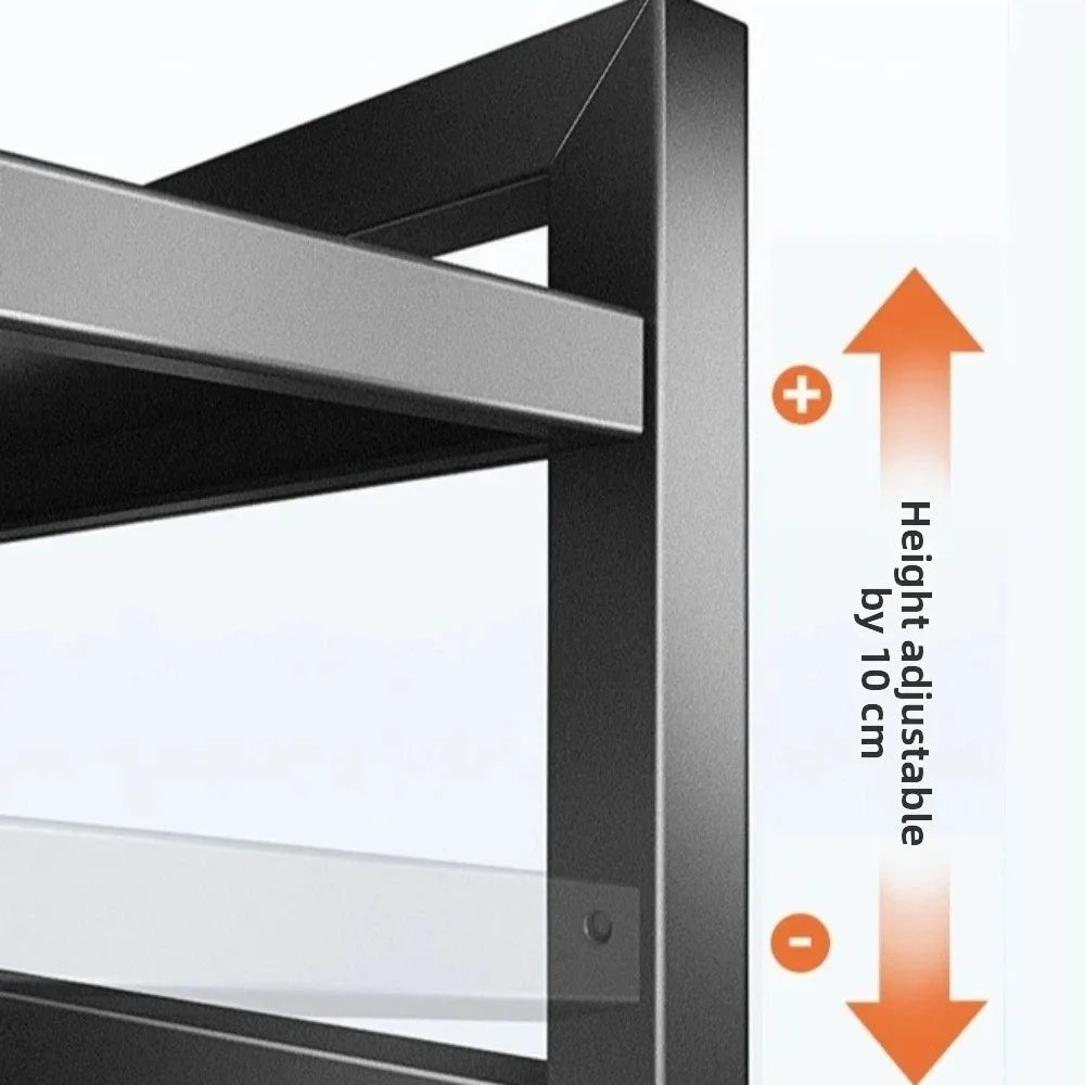 Retractable Metal Kitchen Storage Rack Adjustable Expandable Microwave Stand Carbon Steel Furniture Oven Storage Shelf Vue