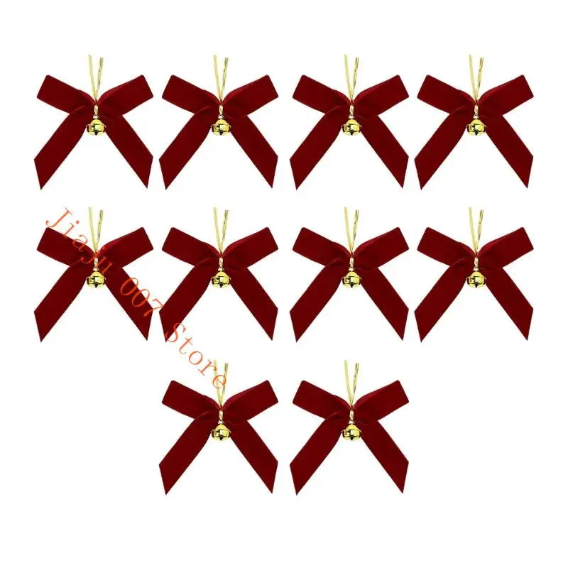 10-Pack Velvety Fabric Bowknots for Christmas & Festival Decor Holiday Bow Ornament Vue Burgundy China Mainland