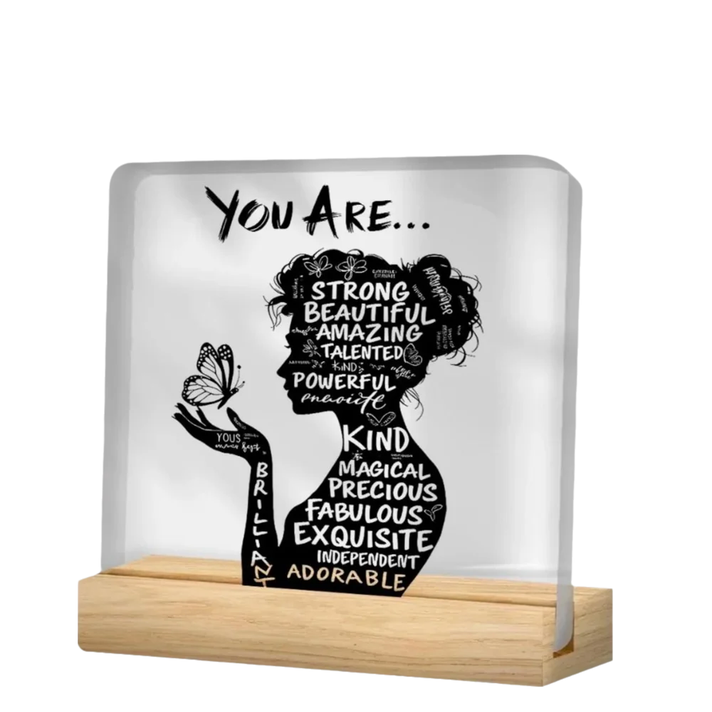 Fashion 2D Design Inspirational Plaque Clear Acrylic Desktop Decoration Ornaments Positive Affirmation Decor Desk Decor Vue Man Butterfly