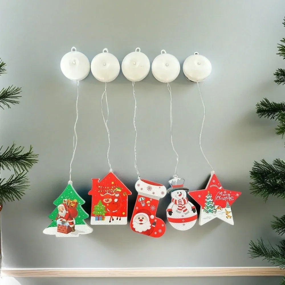 1PC Christmas leather wire suction cup lamp,powered by 3AAA batteries,excluding battery,Used for holiday and room decoration Vue
