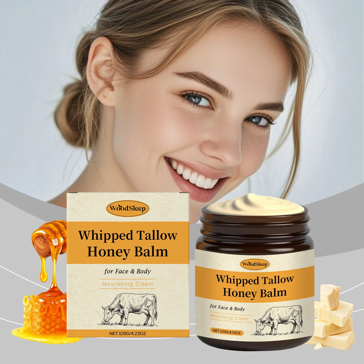 Honey & Beef Tallow Moisturizing Cream - Deep Nourishment, Moisture Locking & Daily Gentle Care for Dry Skin Vue