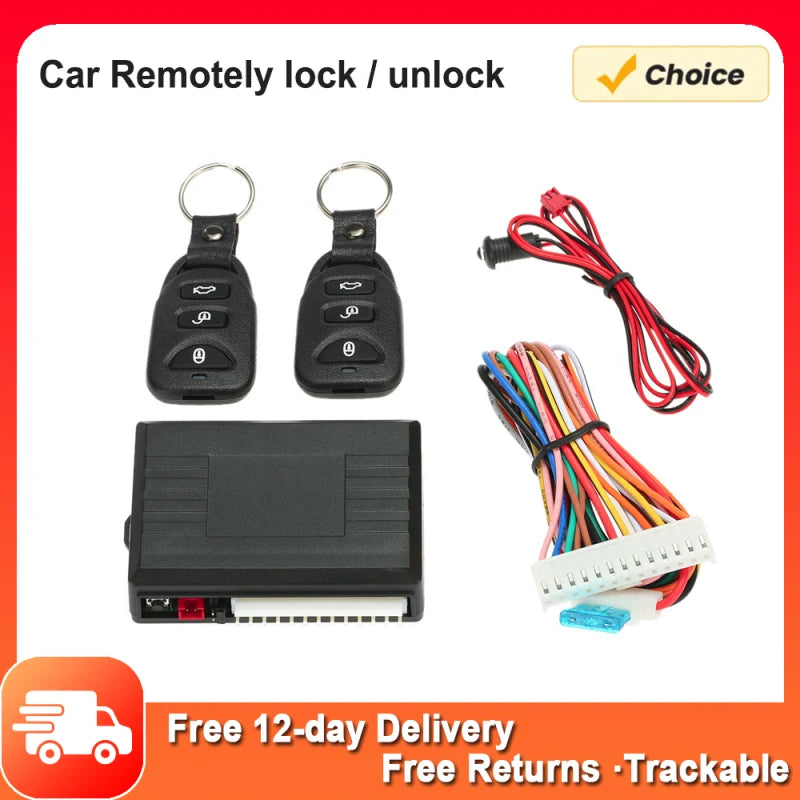 Universal Remote Central Control Box Kit Car Door Lock Keyless Entry System w/ Trunk Release Button Car Remotely lock and unlock Vue