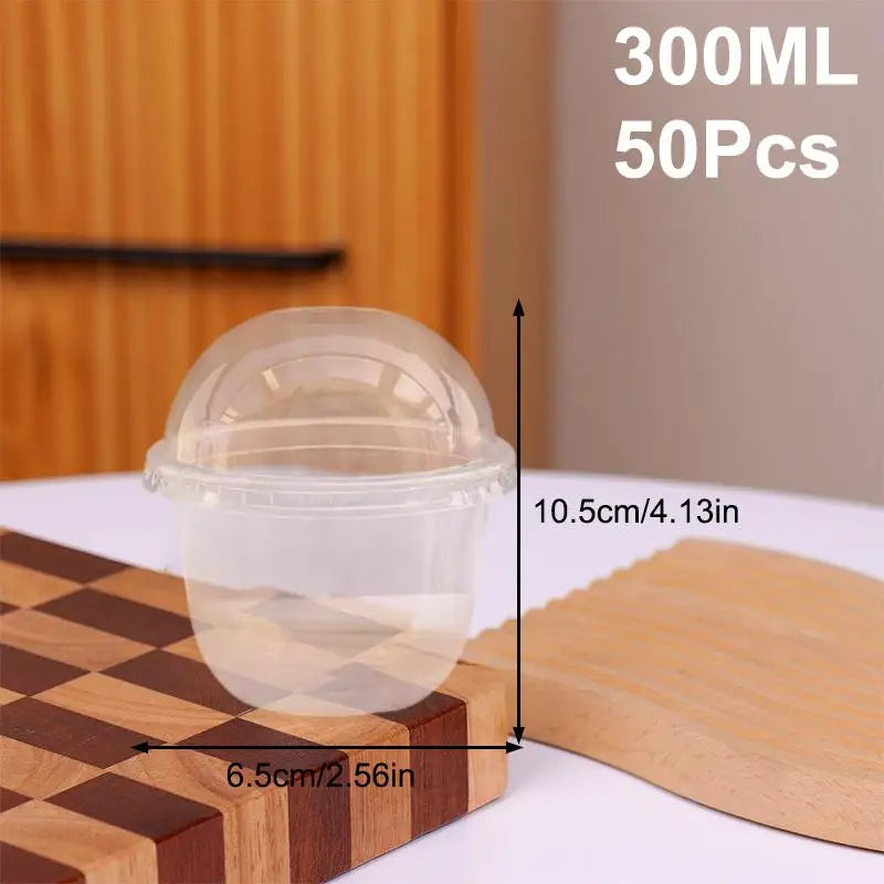 Plastic Salad Dessert Cups 50Pcs 250ML 300ML 360ML 500ML Disposable Clear Bowls For Catering Event Food Serving Vue 300ml