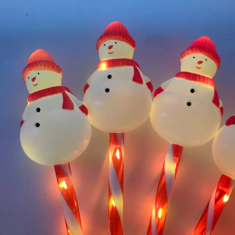 5pcs/set Outdoor Lawn Lights For Garden Christmas Snowmen Solar Plug Lights For Courtyard Holiday Decoration Xmas Decor 002 Vue