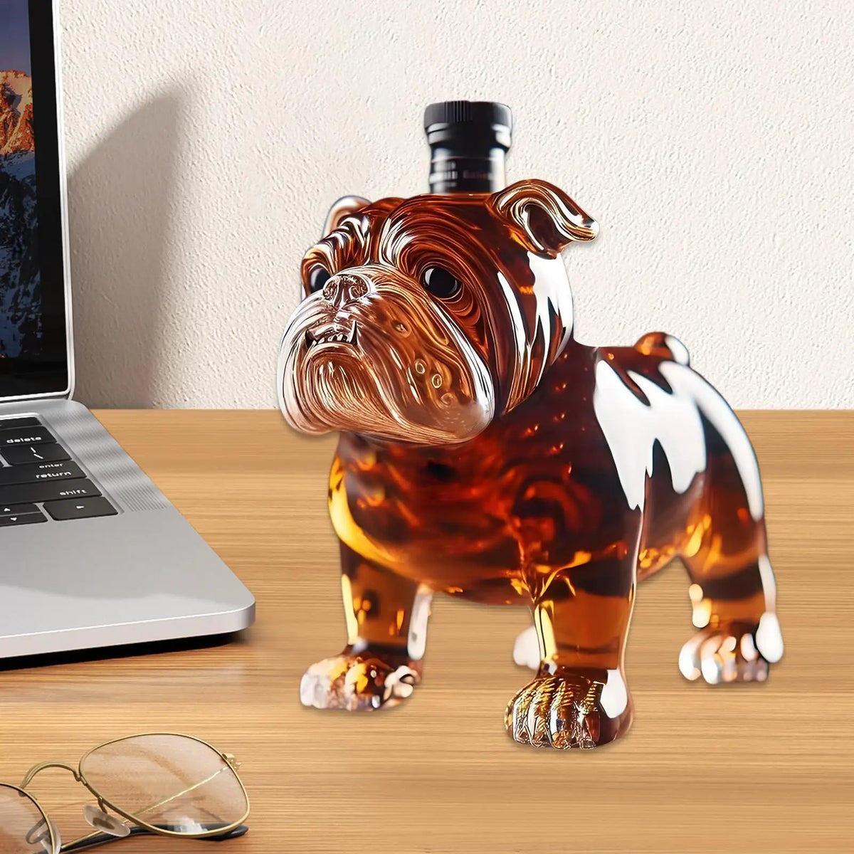 Dog Liquor Decanter Dad Husband Glass Whiskey Decanter Bottle Exquisite Bulldog Liquor Bottle Fun Home Decoration for Holidays Vue