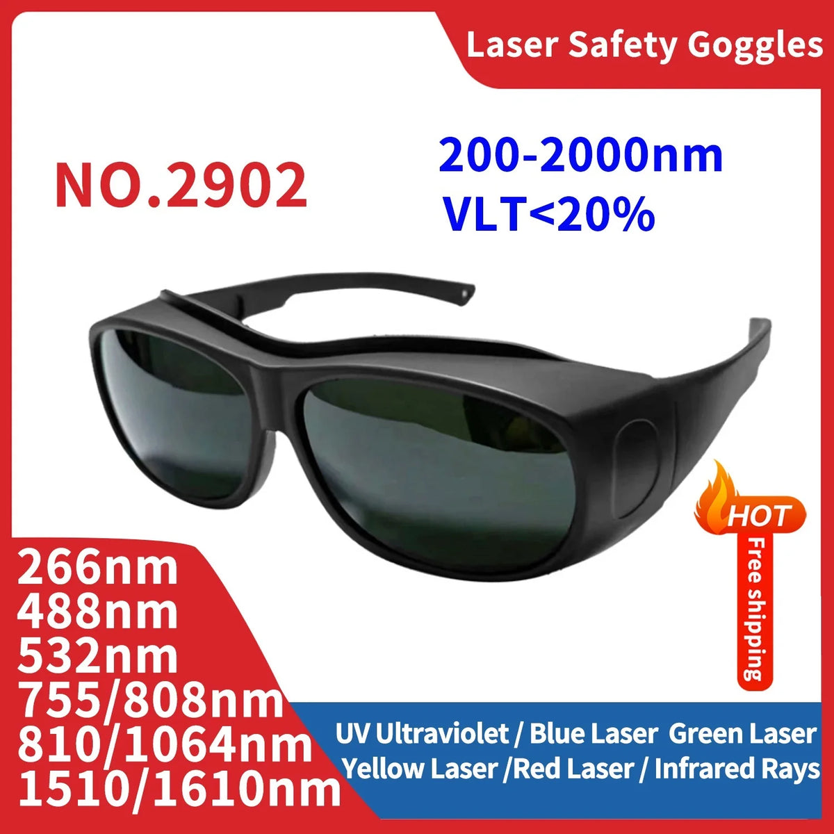 Leeyongin Laser Goggles Gafas De Seguridad Industriales Laboral Safety Protective Glasses IPL Hair Removal Radiation Protection Vue 2902 China Mainland