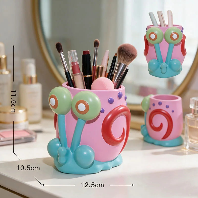 Cute Gary Snail Makeup Brush Holder Cartoon Cosmetic Tools Storage Box Plastic Desktop Container for Lipsticks Eyebrow Pencils Vue 1 Pack