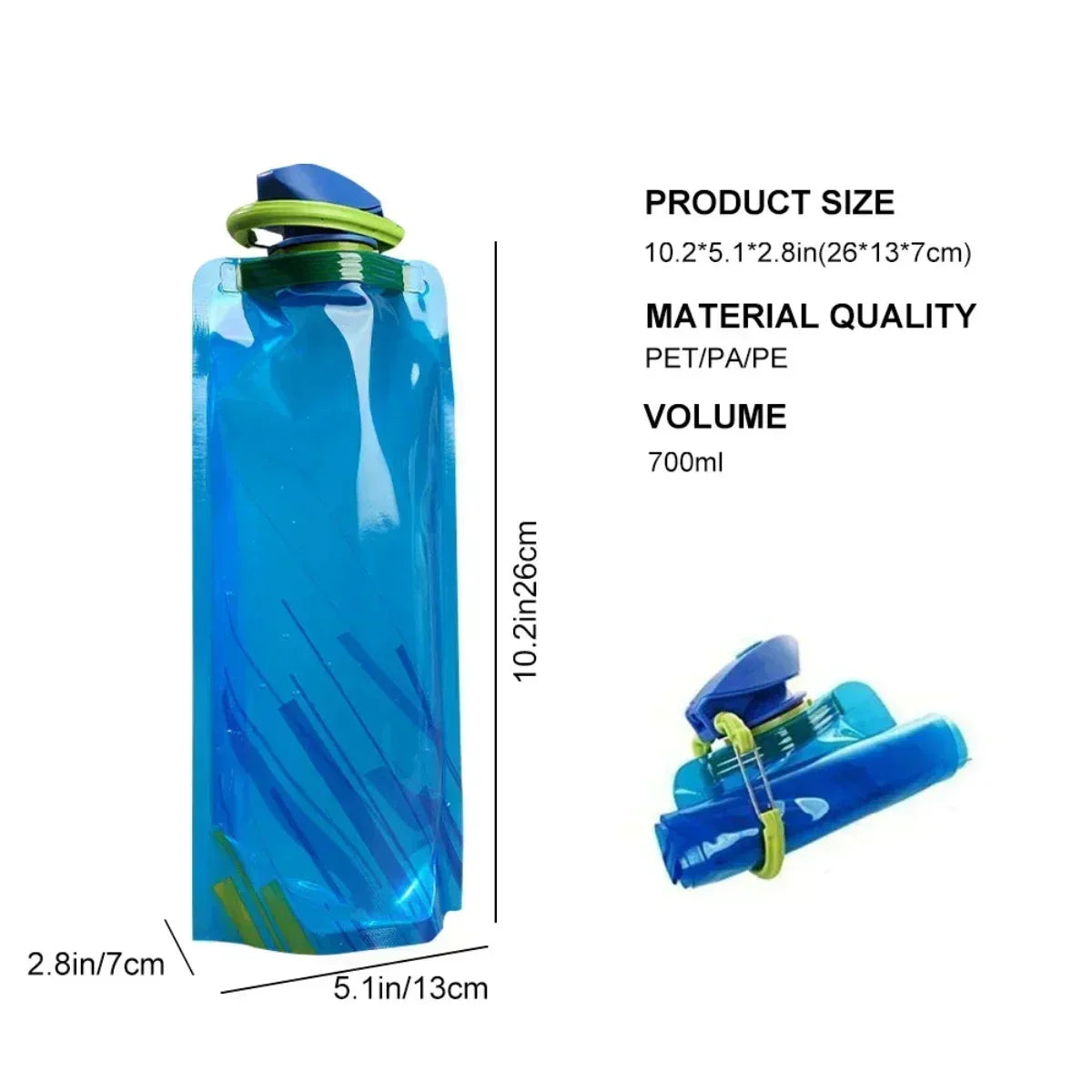700ml Collapsible Soft Water Bag Portable Outdoor Hydration Bladder for Hiking Cycling Music Festival Stuff Vue