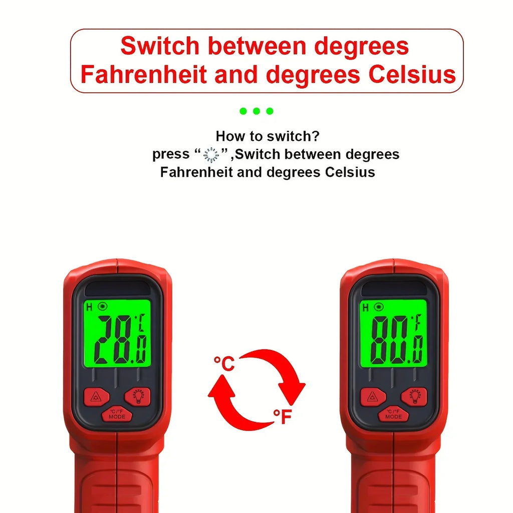 DT-530 Laser Temperature Gun -50°C to 530°C Adj Emissivity Backlit LCD Infrared Thermometer For Industrial/HVAC/Auto/Kitchen Vue