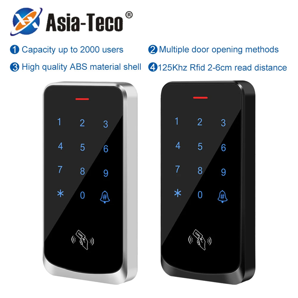 Access Control Digicode Keypad RFID 125KHz Keyboard Backlight Touch Door Opener Access Control System Wiegand Reader 2000 Users Vue