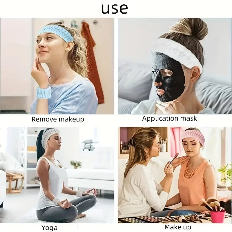vvocci Towel Wristbands Washband Scrunchies Headband Wrist Cuffs For Women Girls For Washing Face, Hair Headband Face Wash Vue